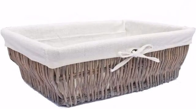 Topfurnishing Grey Wicker Shallow Storage Basket, Width: 30.5 cm