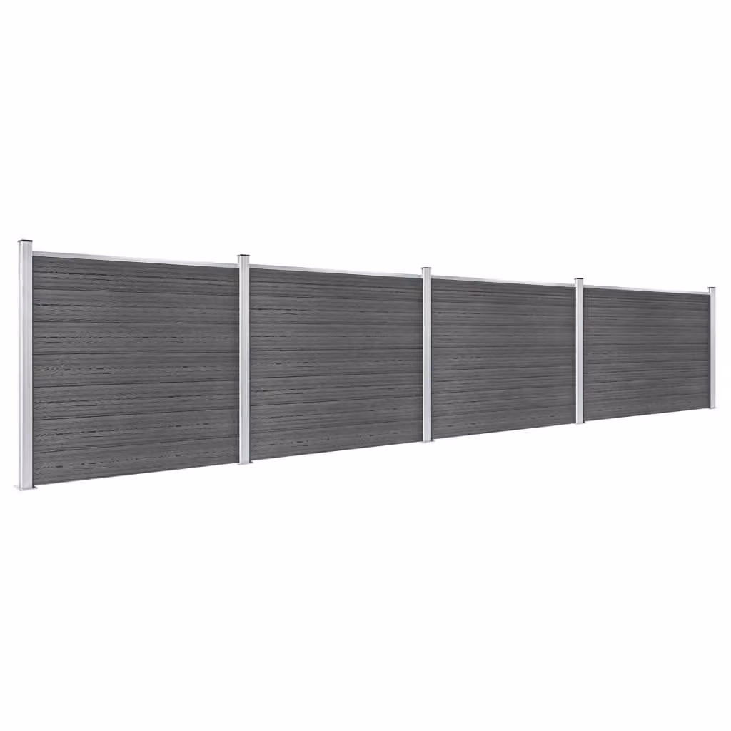 Berkfield Home WPC Opaque Fence Panel Set in Black, W: 699 cm, H: 146 cm – 2