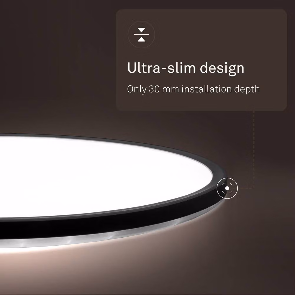 B.K.Licht Black LED Slim Panel Ceiling Light, 18W, 2400lm, 4000K Neutral White, IP44 Splash-Proof, W/D/H: 29 x 30 x 3 cm – 5