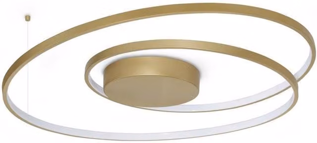 Netlighting Oz Integrated LED Semi Flush Ceiling Light in Gold/Brass, 6100lm, 3000K, Dimmable