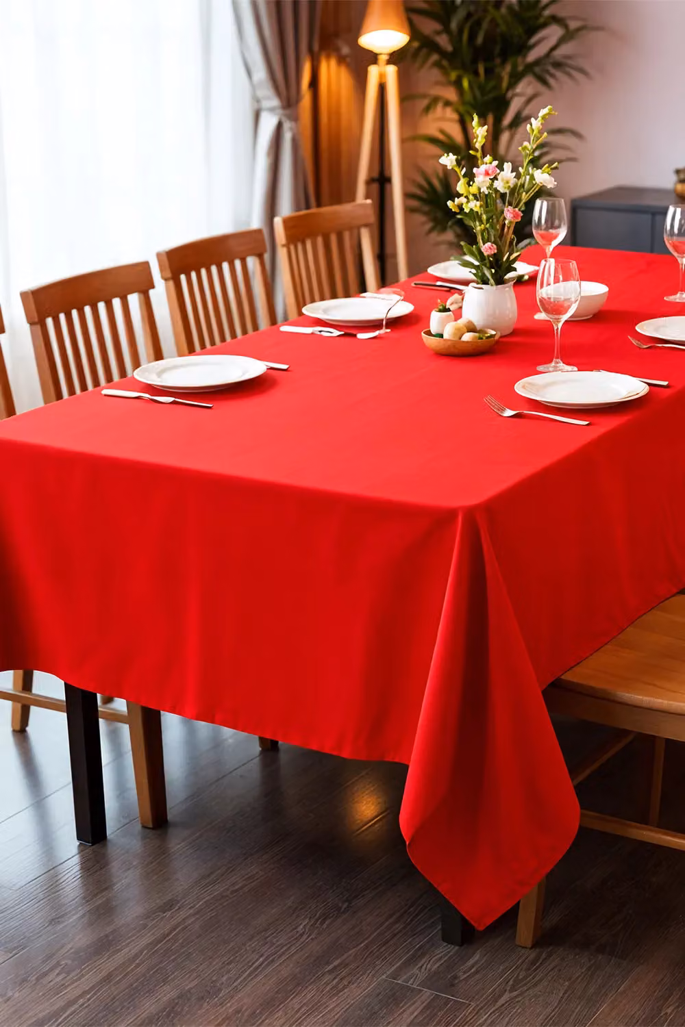 Neel Blue Water Repellent Polyester Rectangular Tablecloth in Red and Blue, W/D/H: 137.16 x 137.16 x 137.16 cm – 4