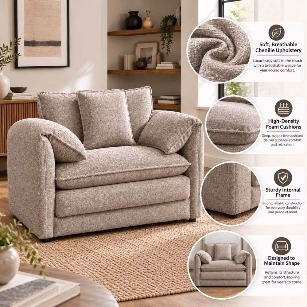 Stratus Interiors Solaya Modern Beige Fabric Sofa with Scatter Cushions – 3