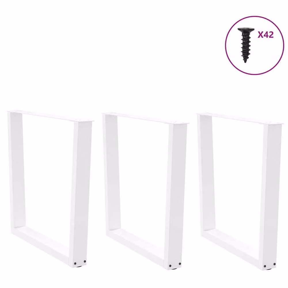 Berkfield Home V-Shape Dining Table Legs, 3 Piece Set, White Steel, H: 72-73.3 cm x W: 80 cm – 2