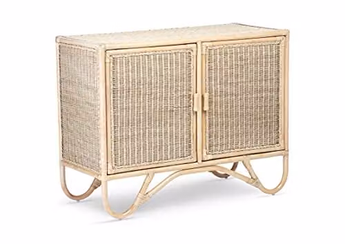Desser Natural Rattan Sideboard Cabinet in Brown and Beige, H 91 cm x W 116 cm x D 51 cm