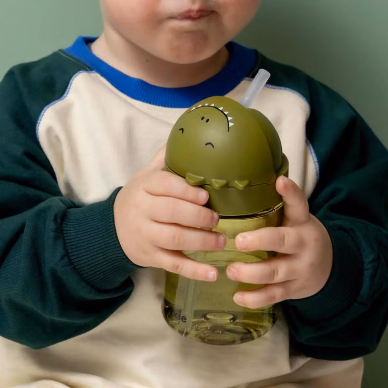 Trixie Mr. Dino Leak Proof Straw Cup in Green and Transparent Plastic
