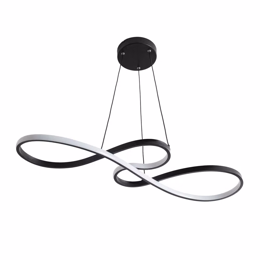 ValueLights Infinity Black Swirl Integrated LED Ceiling Flush or Pendant Light, Black, Dimmable with Remote Control – 2
