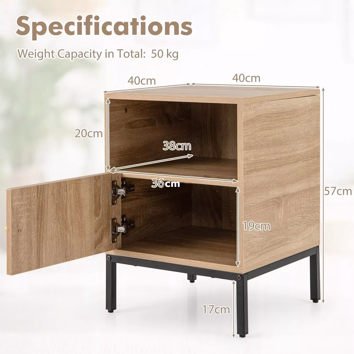 Costway Boho Style Rattan Bedside Table in Beige and Sand – 2