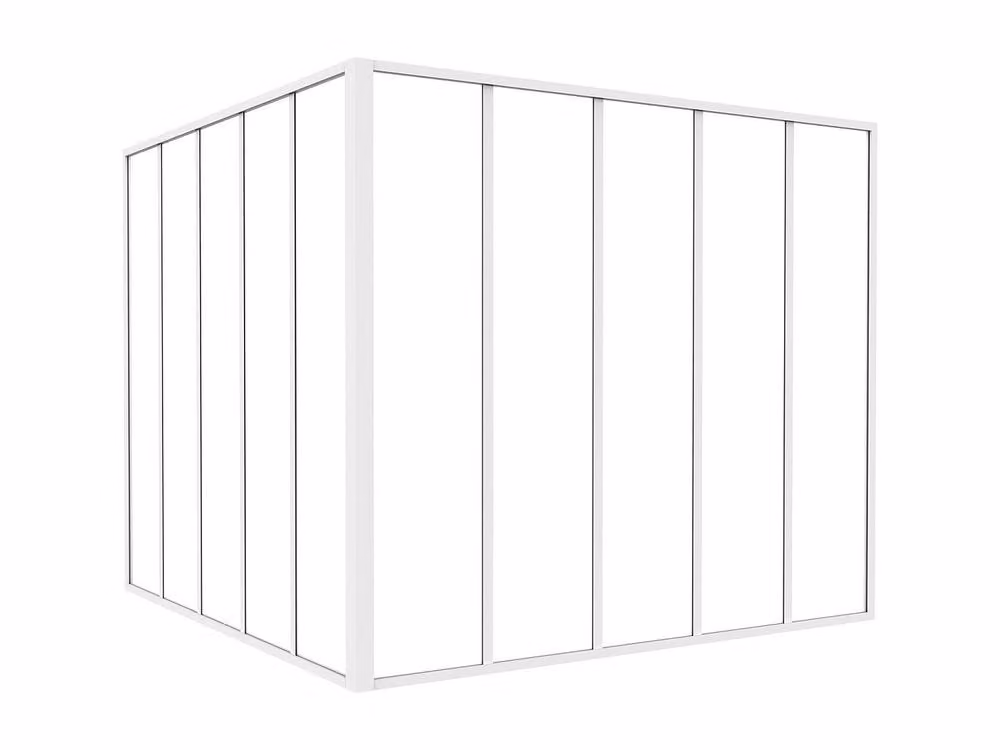 Vente-unique Corner Studio Glass Panelling in Powder-Coated Aluminium, White, W: 150 cm, D: 150 cm – 2