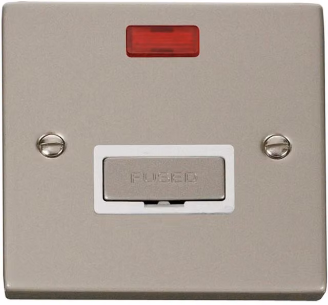 SE HOME White Flush Plastic 13A Fused Ingot Connection Socket with Neon Plate