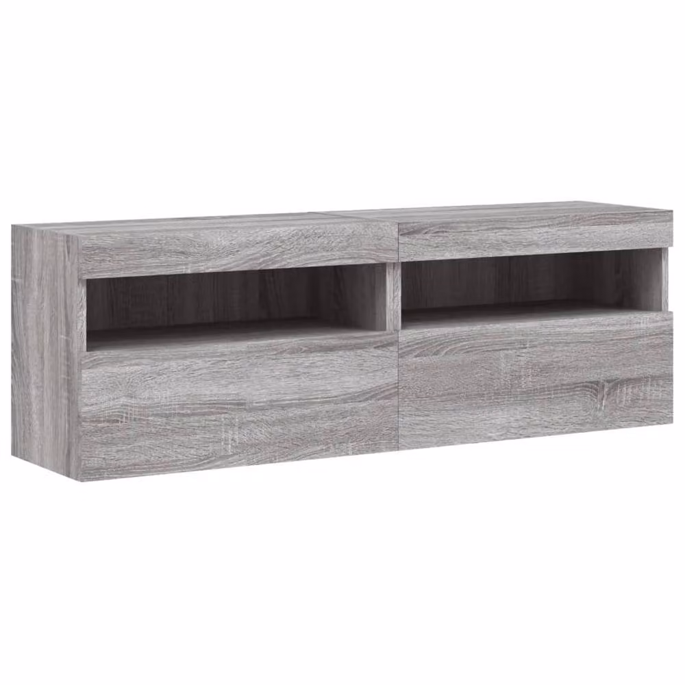 Berkfield Home Set of 2 Modern Wall Mounted TV Cabinets with Integrated LED Lights in Grey Sonoma, W/D/H: 60 x 30 x 40 cm – 3