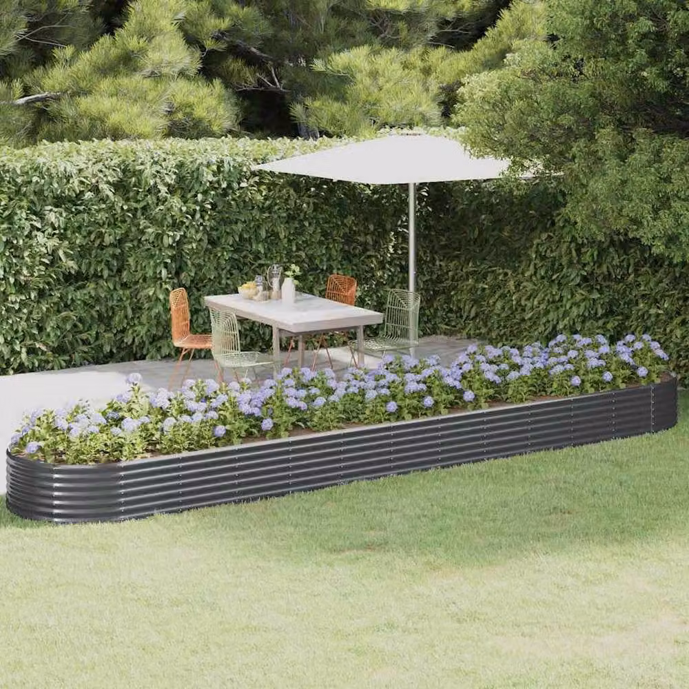 Berkfield Home Garden Powder-coated Steel Raised Bed in Anthracite, W/D/H: 507 x 100 x 36 cm – 2