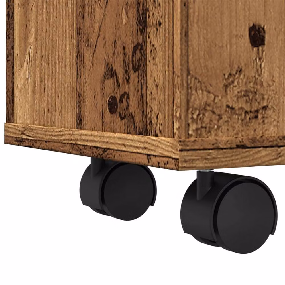 Berkfield Home Narrow Bathroom Cabinet with Wheels in Brown Old Wood – 4