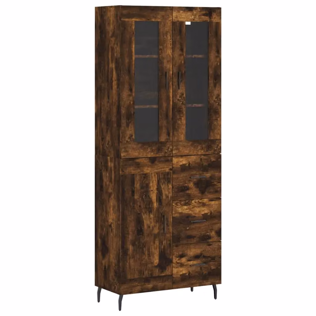 Berkfield Home Smoked Oak Highboard in Brown, W/D/H: 69.5 x 34 x 180 cm – 2