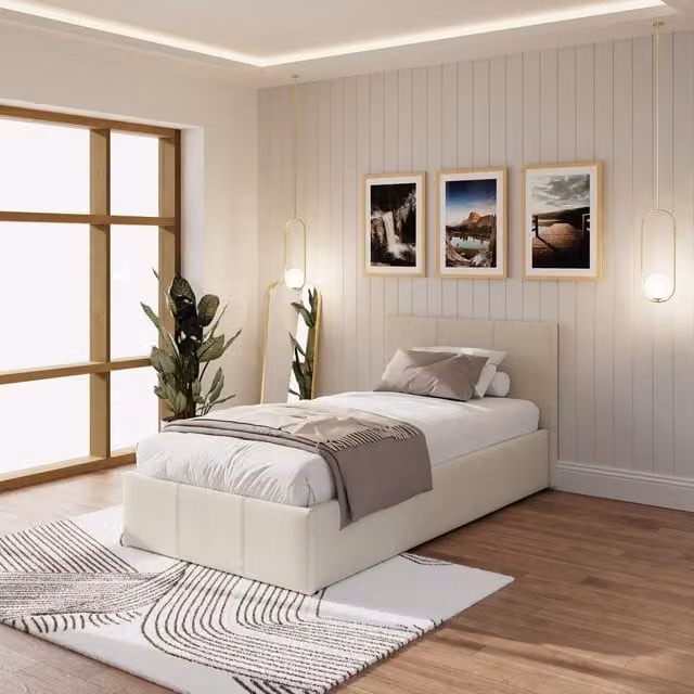 GFW Modern Upholstered End Lift Ottoman Bed with Lift Up Base, W/D/H: 90 x 190 cm