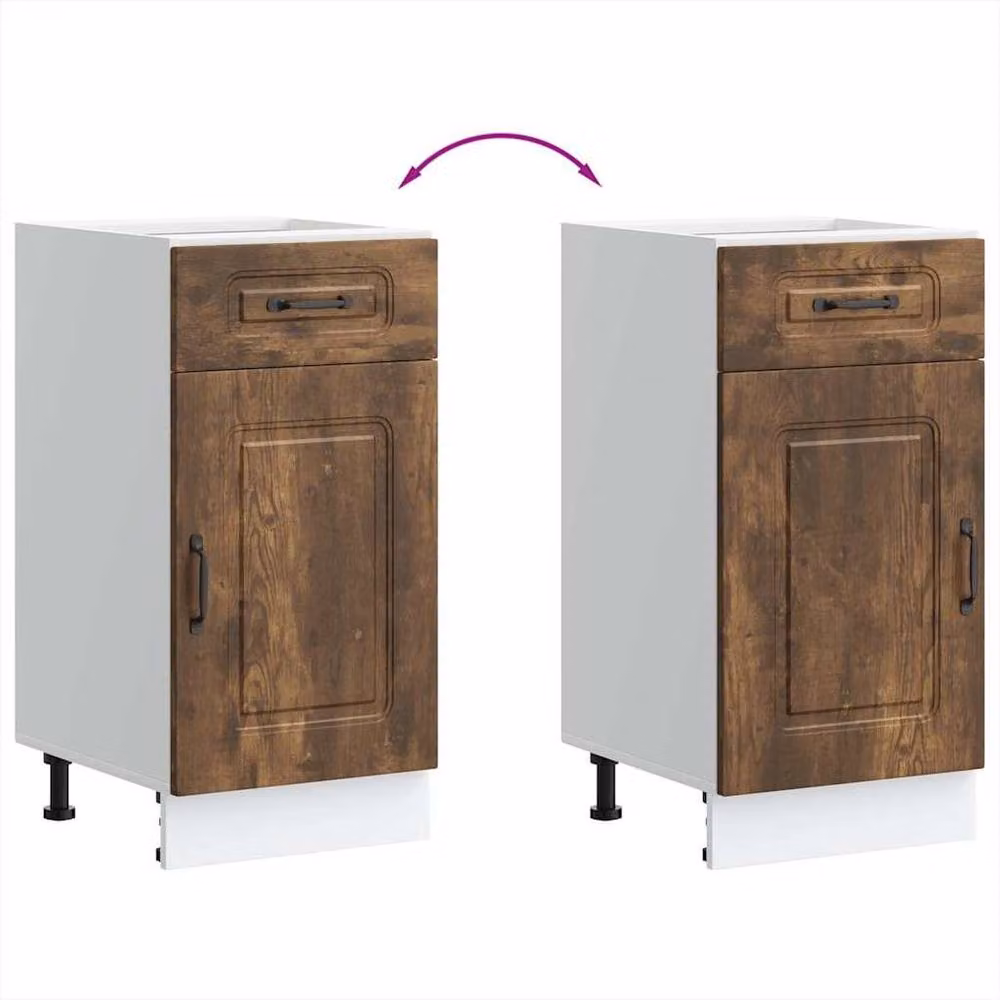 Berkfield Home Kalmar Kitchen Base Cabinet in Smoked Oak Brown, W/D/H: 46 x 40 x 81.5 cm – 3