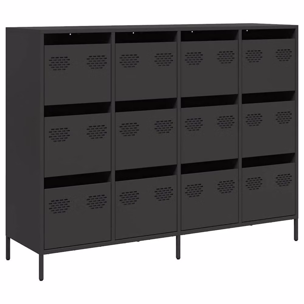 Berkfield Home Black Industrial Sideboard in Matt Cold-rolled Steel, W/D/H: 135 x 39 x 103.5 cm – 3