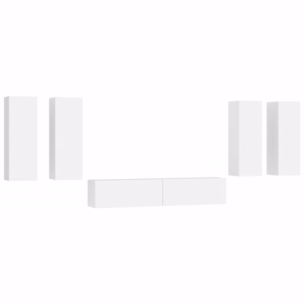 Berkfield Home 6 Piece Classic TV Cabinet Set in White Matt MDF – 2