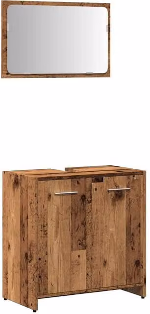 Berkfield Home Wall Mounted Bathroom Cabinet with Mirror in Brown Old Wood