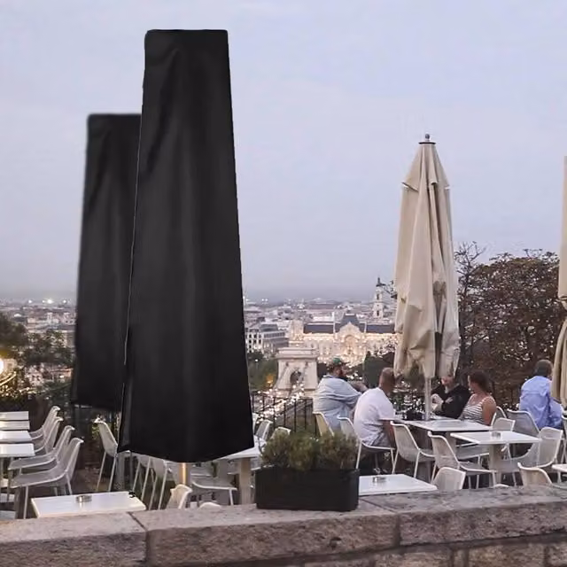 EONLION Black Polyester Parasol Cover with Zip, W/D/H: 190 x 100 x 50 cm