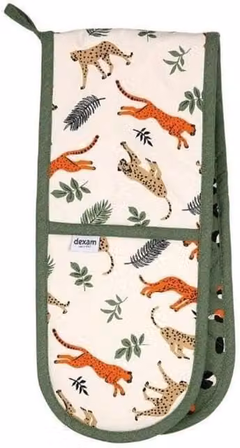 Dexam Leopard Print Cotton Double Oven Gloves in Multicolour – 1