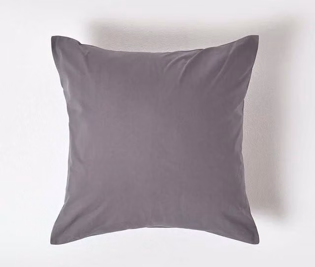 Homescapes Egyptian Cotton Percale Pillowcase with Zip, Grey, W/D/H: 40 x 40 x 0 cm, 200 TC