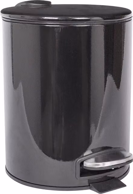 Harbour Housewares 5L Round Stainless Steel Pedal Bin with Removable Inner Bucket in Black – 6