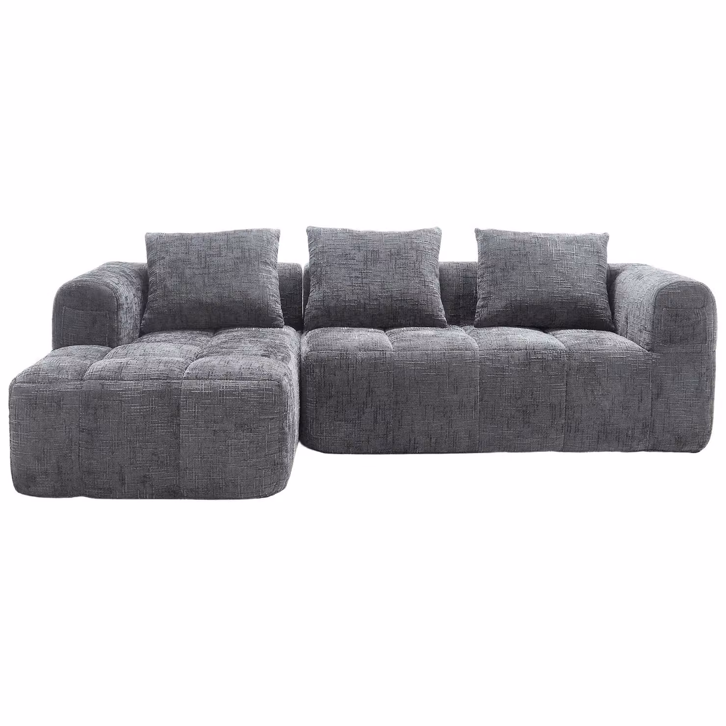 Aosom UK Oversized Modular L-Shaped Reversible Sleeper Sofa in Grey, W/D/H: 250 x 158 x 60 cm – 2