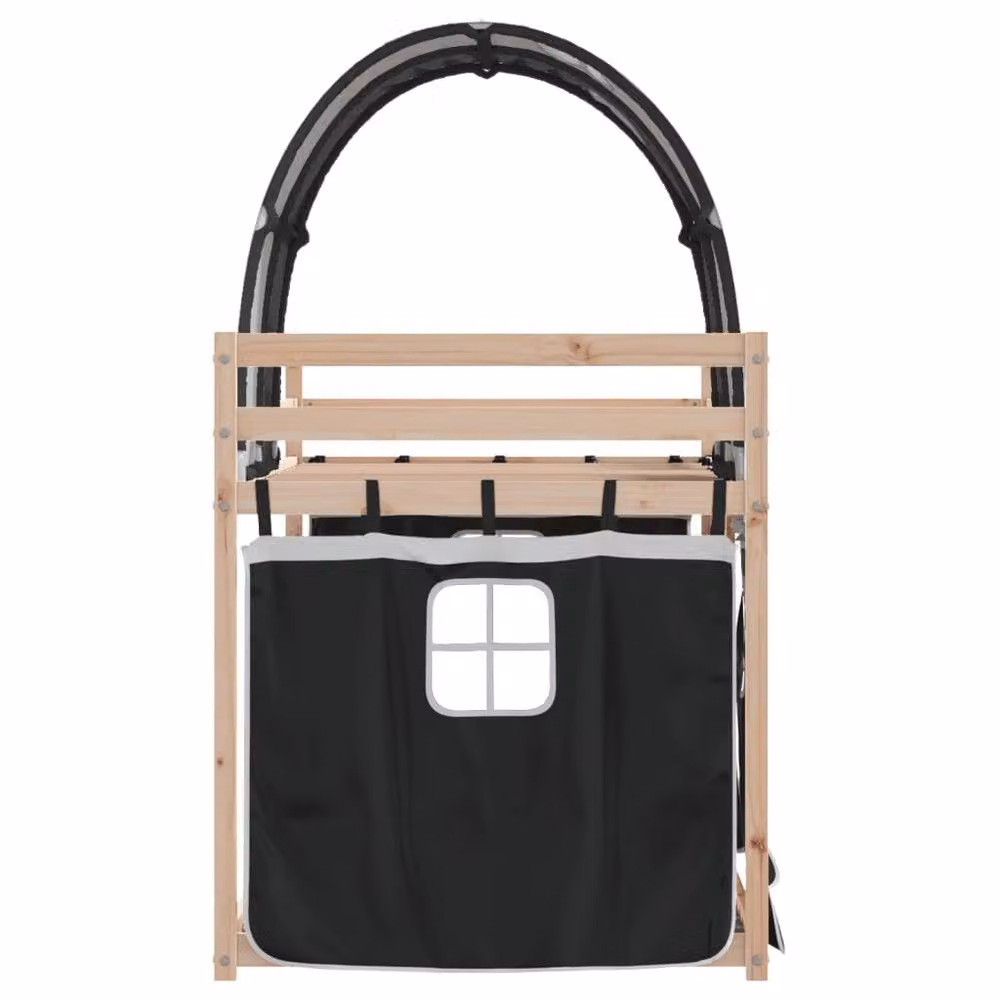 Berkfield Home Solid Wood Pine Bunk Bed in White and Black, W: 90 cm, L: 200 cm – 3