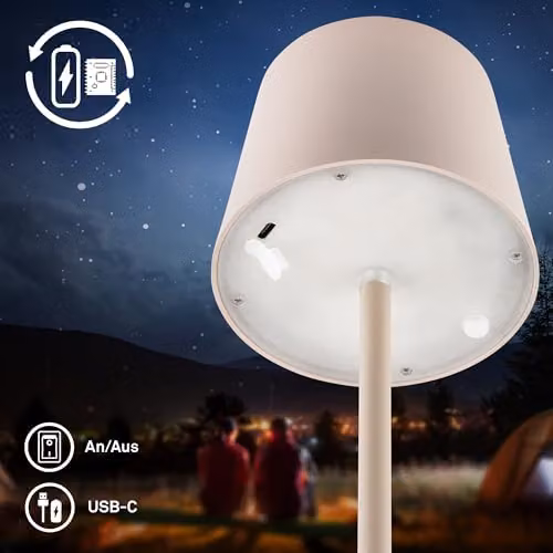 Briloner Beige Rechargeable LED Table Lamp, Dimmable Touch Control Reading Light, H 33 cm x W 11 cm x D 11 cm – 5