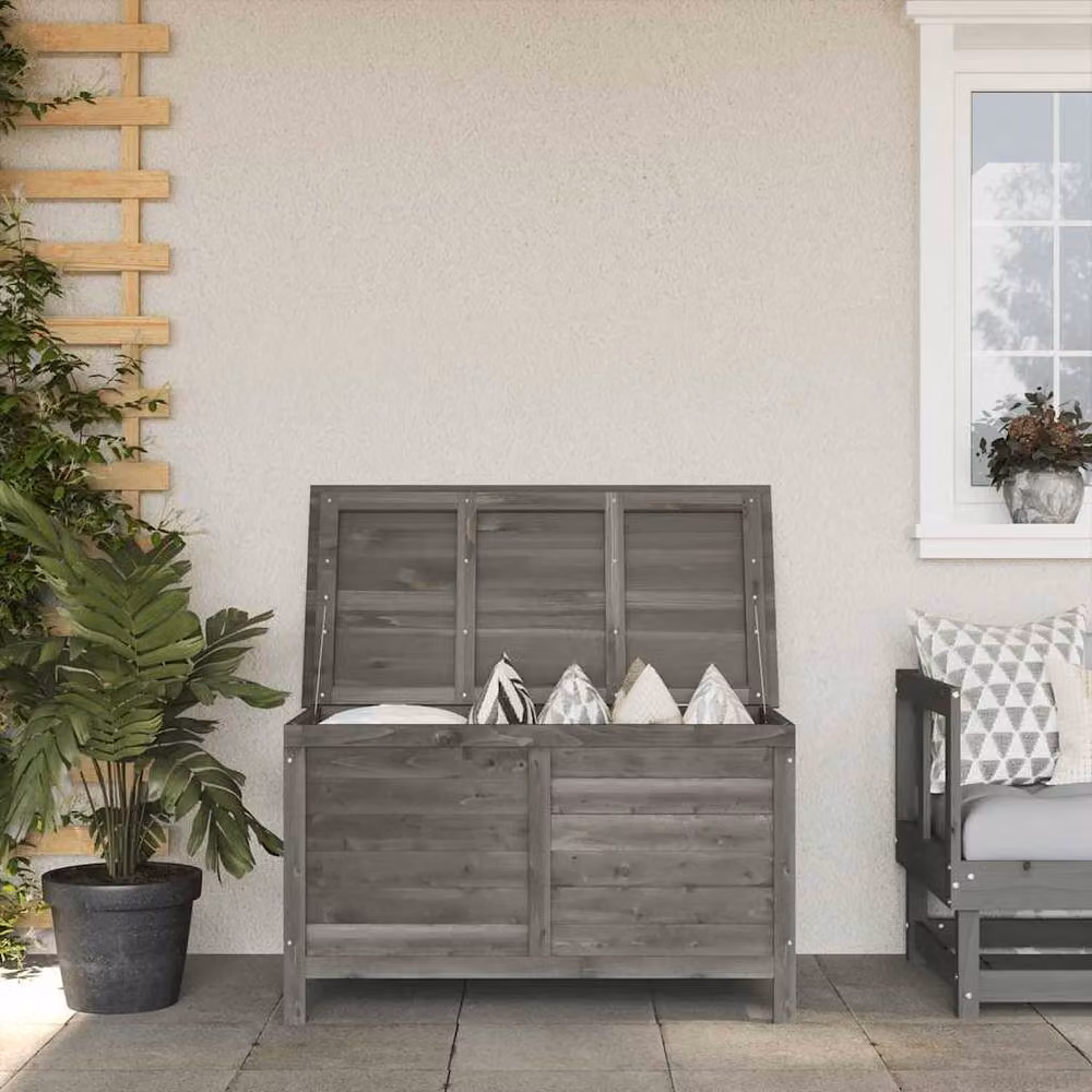 Berkfield Home Garden Storage Box in Anthracite Grey Solid Fir Wood W/D/H: 99 x 49.5 x 58.5 cm – 2