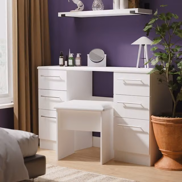 Sherwood Ready Assembled Kneehole Desk in White Matt – 1