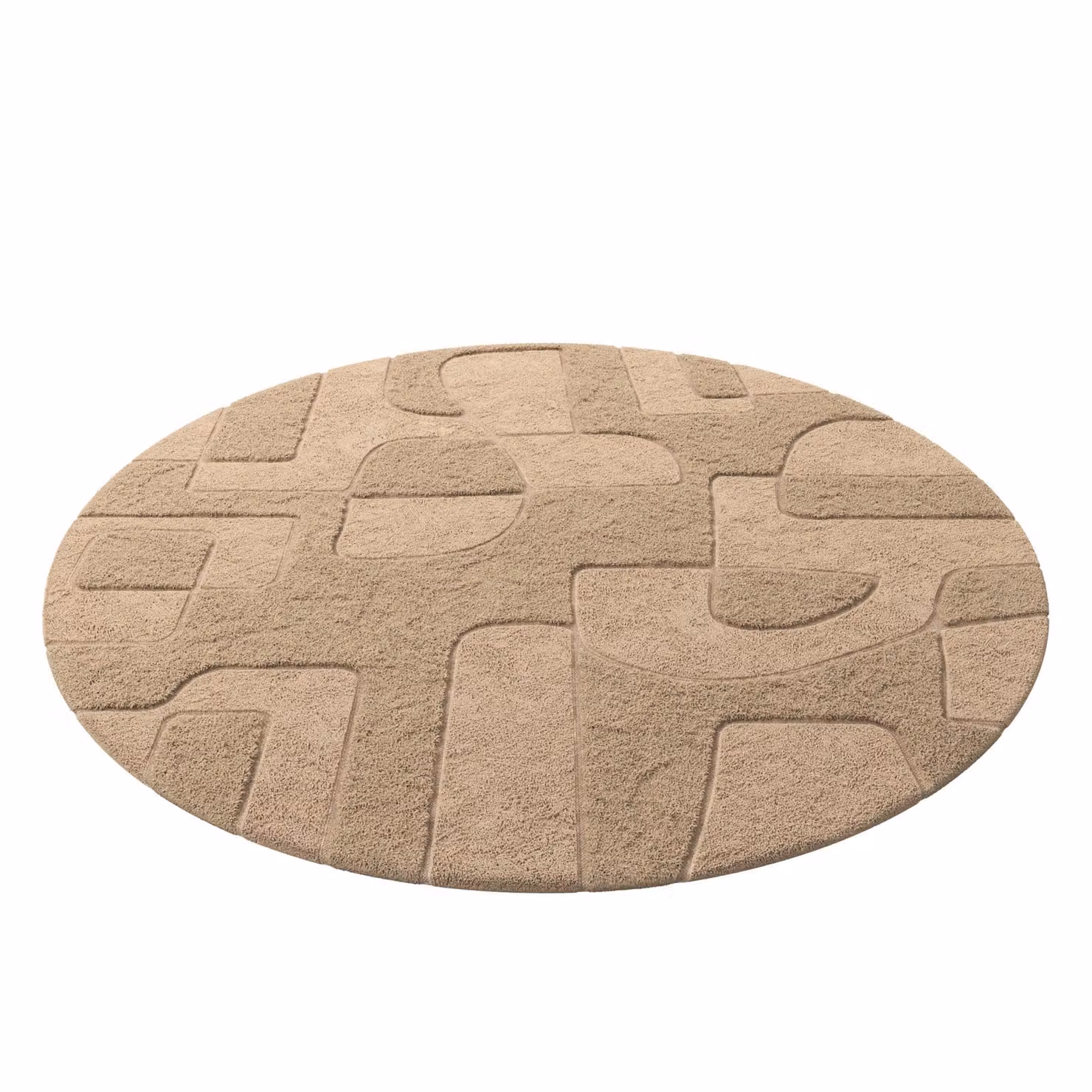 Dome Deco SABI Round Abstract Modern Carpet in Beige