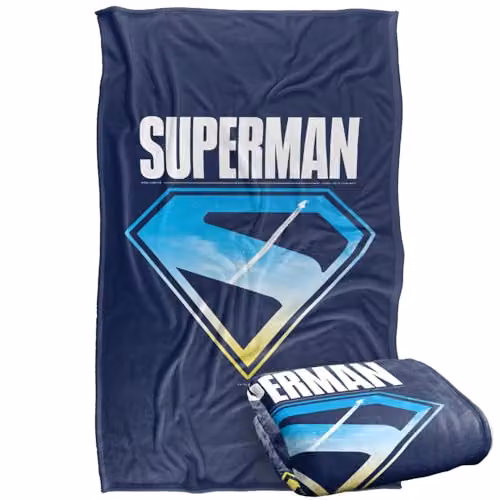 Warner Bros. Superman 2025 New Logo Flight Super Soft Fleece Throw Blanket, Multicolour, W: 91 cm, D: 147 cm