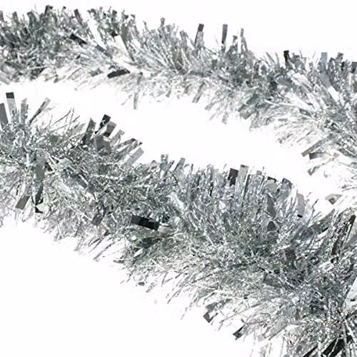 Shatchi Silver Luxury Deluxe Chunky Christmas Tinsel Garland – 3