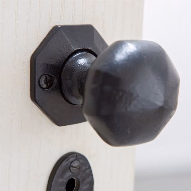 Hammer and Tongs Octagonal Rim and Mortice Door Knob, Pack of 4, Raw Iron, Width: 60 mm – 1