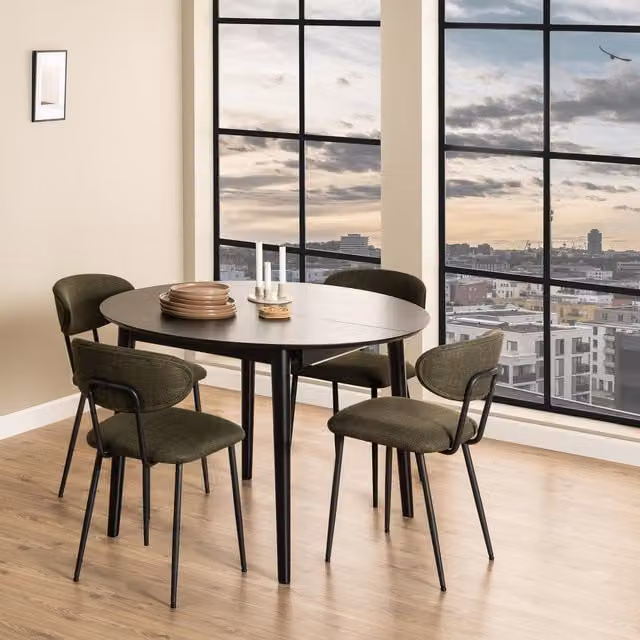 Furniture To Go Montreux Round Extending Dining Table in Black Walnut Wood
