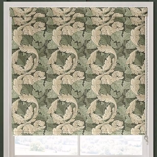 William Morris At Home Acanthus Made to Measure Blackout Roller Blind in Nettle Green