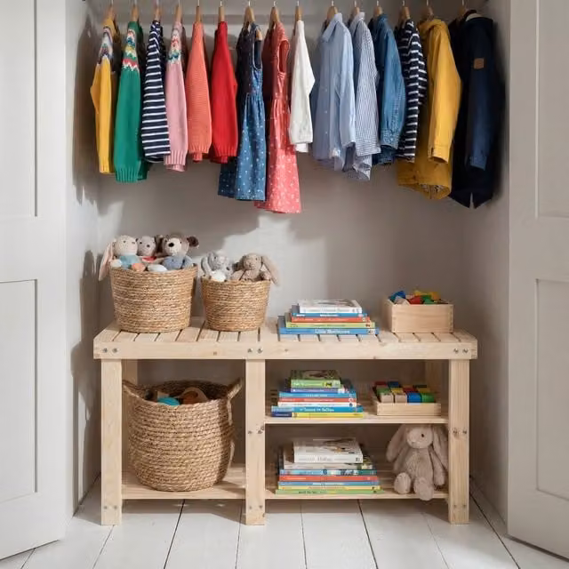 Noa and Nani Einar Pine Toy Storage Unit Wardrobe in Natural Pine