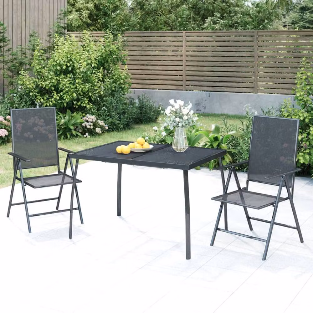 Berkfield Home Anthracite Garden Table in Black Powder Coated Steel Mesh, W/D/H: 110 x 80 x 72 cm – 2