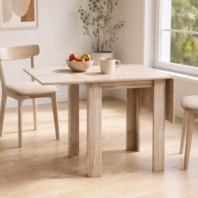 STILVORA Light Oak Effect Drop Leaf Dining Table