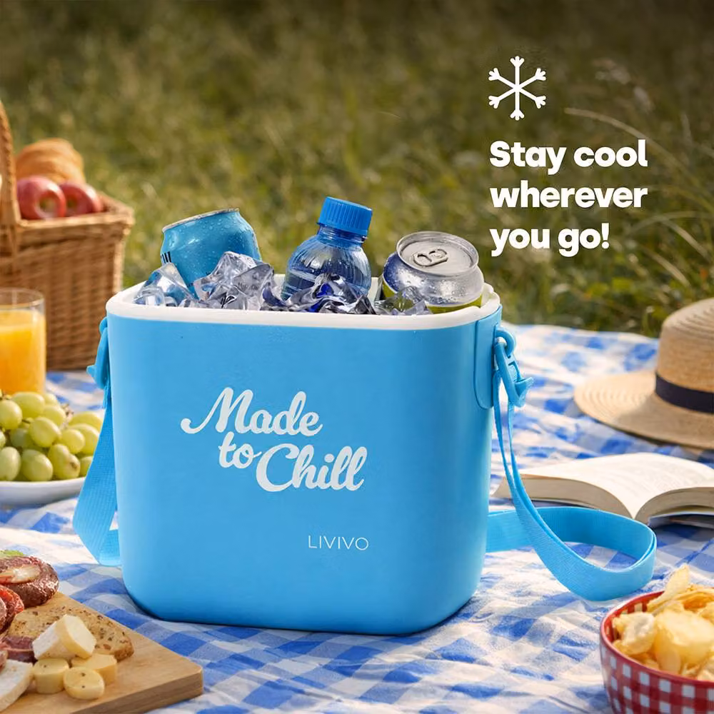 LIVIVO Lightweight Portable 5 l Foam Insulated Cool Box with Carrying Strap, Blue – 2