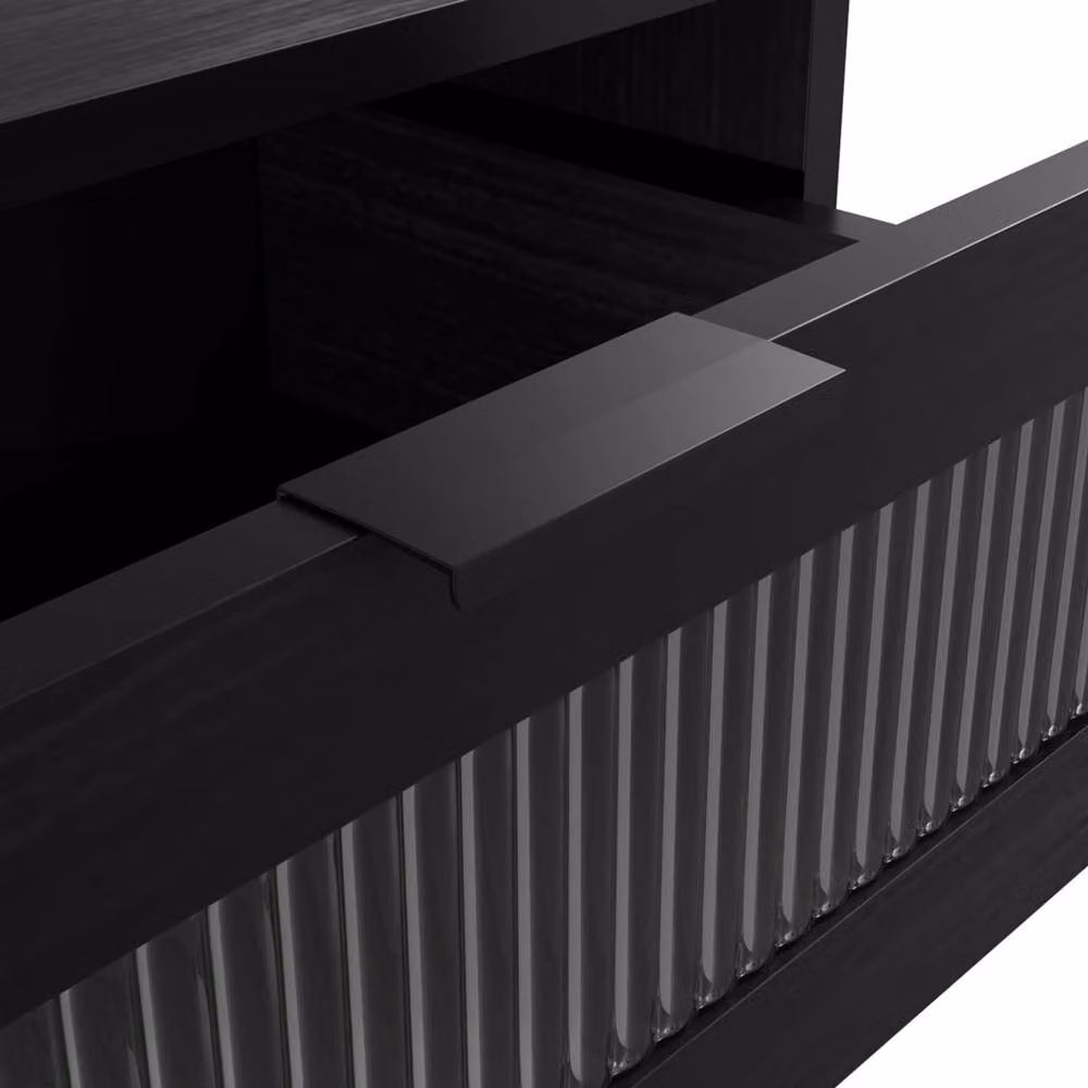 Wyld Haus Lou Matt Black 5 Drawer Reeded Wood Chest W/D/H: 80 x 40 x 95 cm – 3