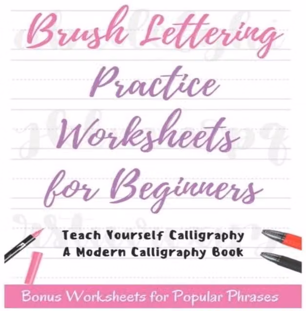 David Fletcher Multicolour Brush Lettering Practice Worksheets for Beginners