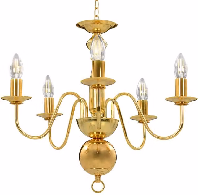 Berkfield Home Antique Gold Metal Suspended Chandelier with 5 x E14 Bulbs – 1
