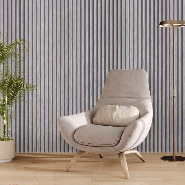 Komore Grey Wood-Effect Textured 3D Self-adhesive PVC Wallpaper