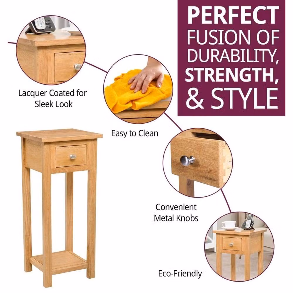 FORGEVIO Small Solid Wood Console Table in Light Oak – 3