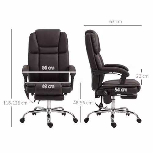 Vinsetto Executive Massage Office Chair in Brown PU Leather with Headrest and Swivel Function – 3