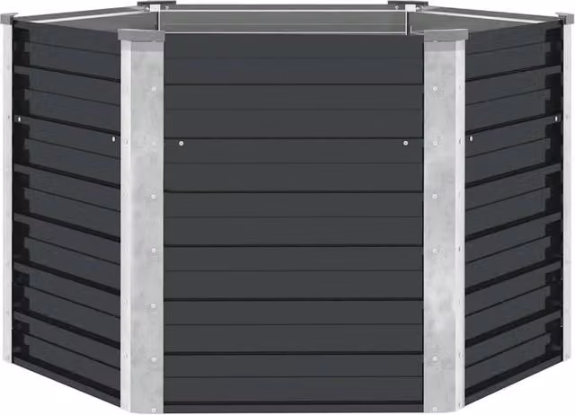 Berkfield Home Garden Raised Bed in Anthracite and Black Galvanised Steel, W/D/H: 129 x 129 x 77 cm