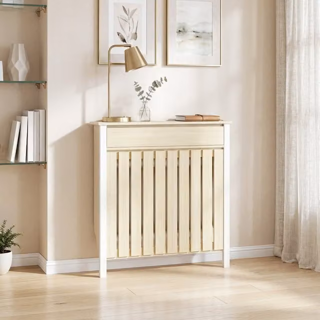HOMCOM Radiator Cover with Drawer and Vertical Slats in Oak for Hallways, Height: 88.5 cm