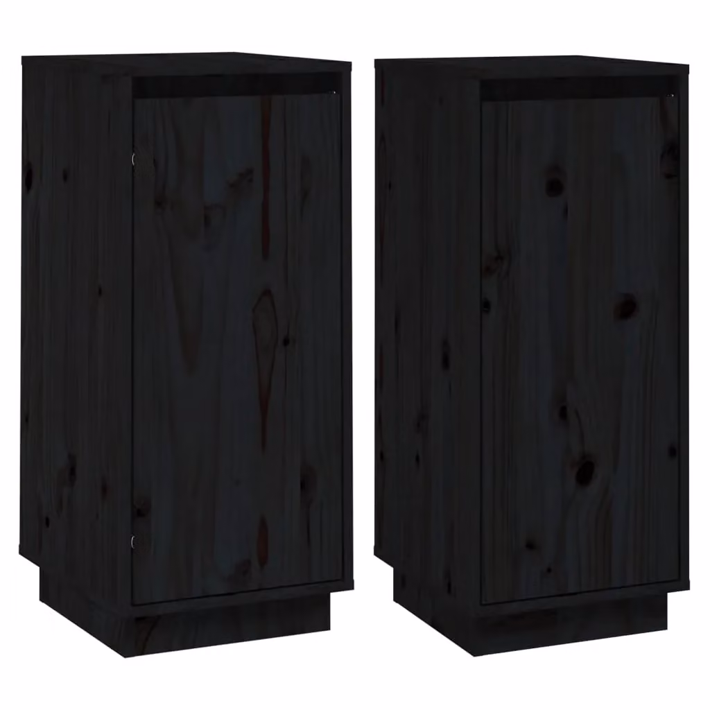Berkfield Home Set of 2 Black Solid Pine Wood Sideboards, W/D/H: 31.5 x 34 x 75 cm – 2